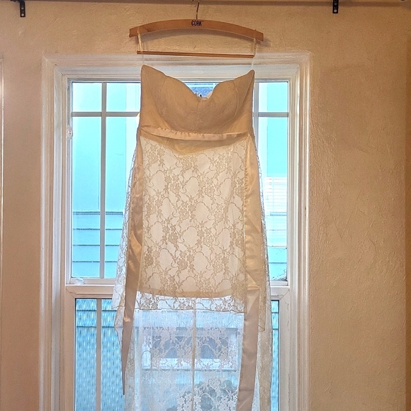 Ivory strapless lace high low dress size XL - Picture 1 of 6